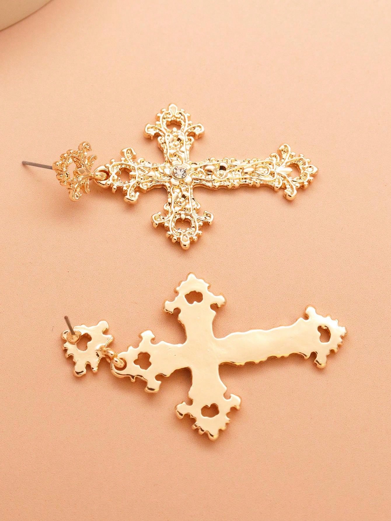 Cross Earrings with Rhinestones