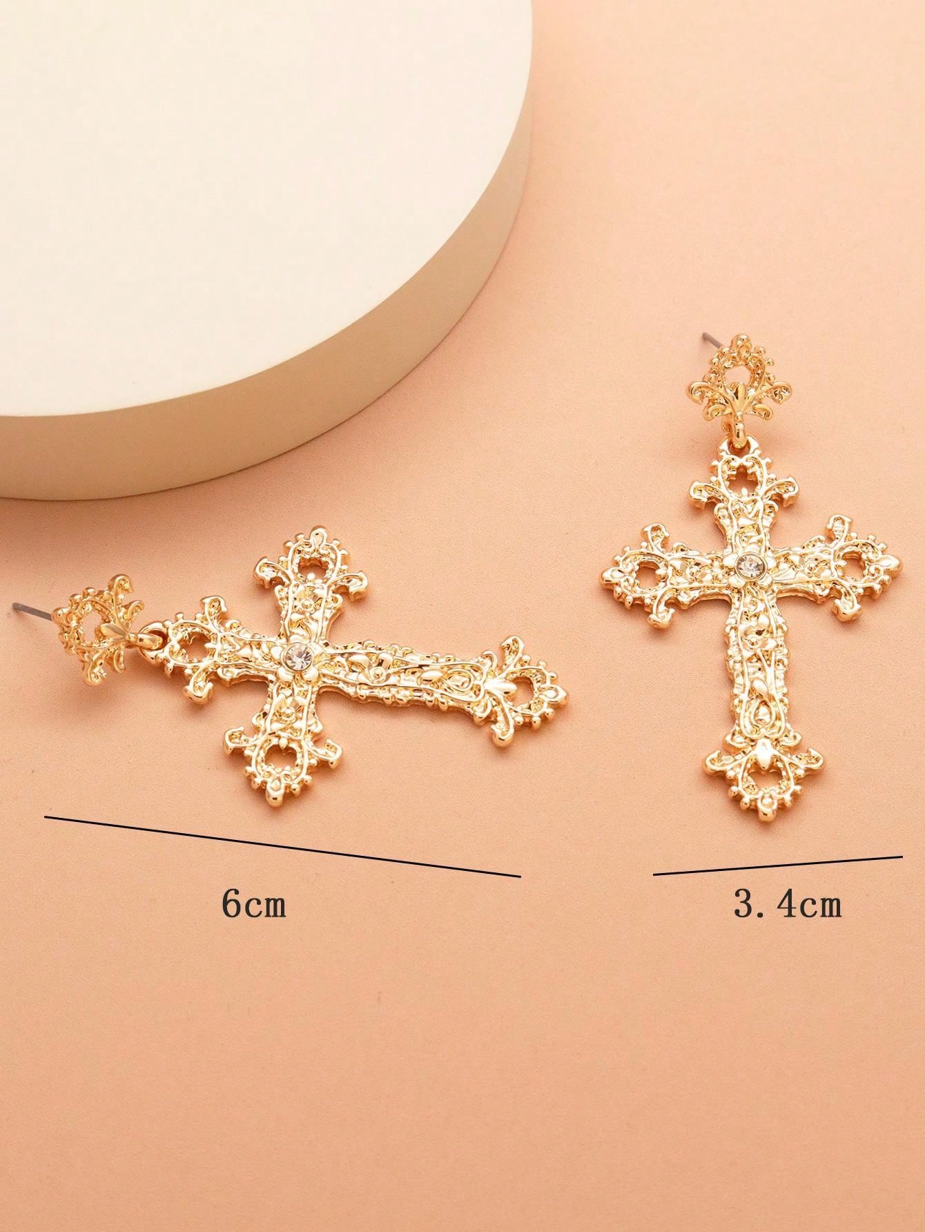 Cross Earrings with Rhinestones