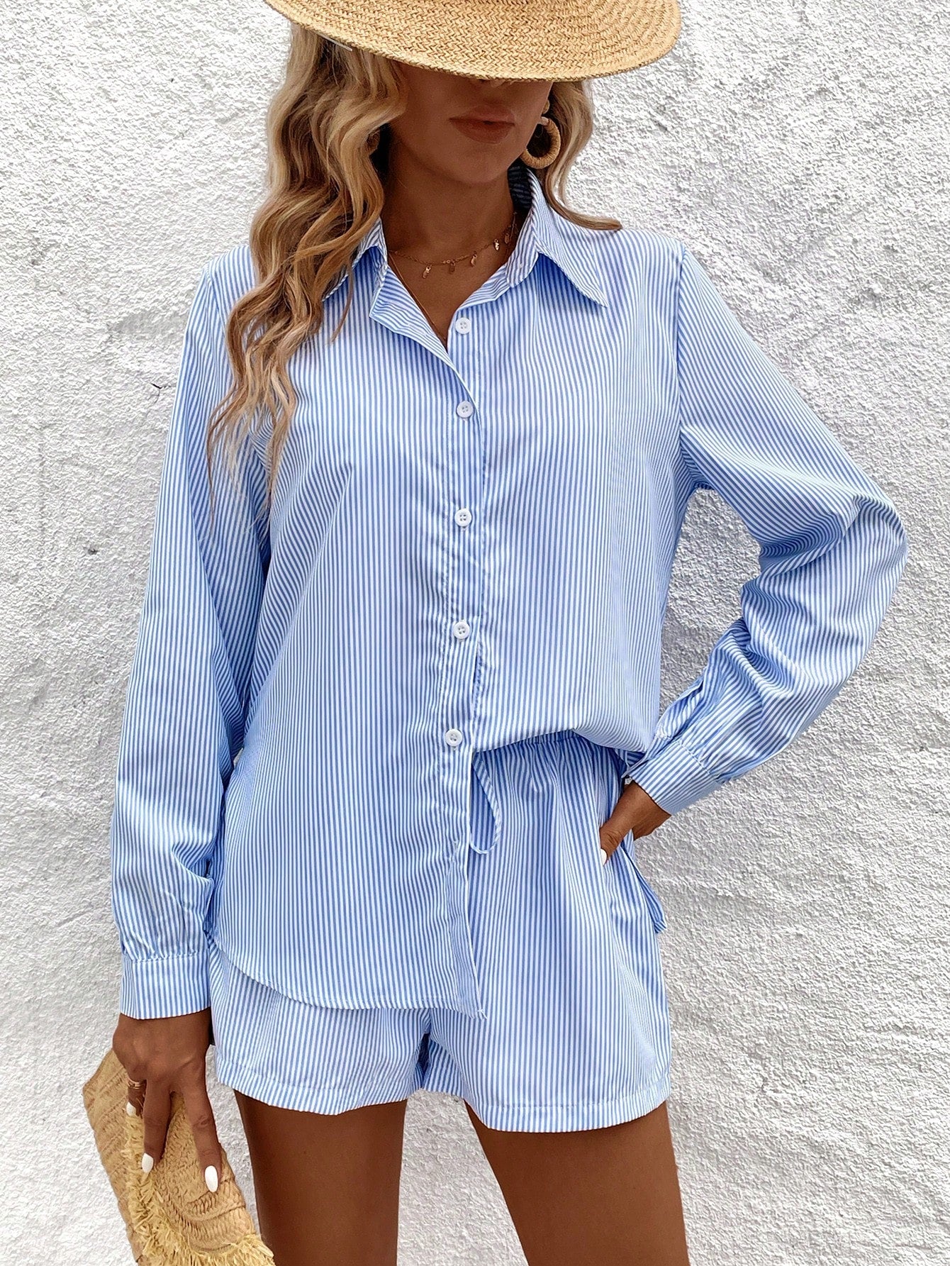 Striped Shirt & Shorts Set