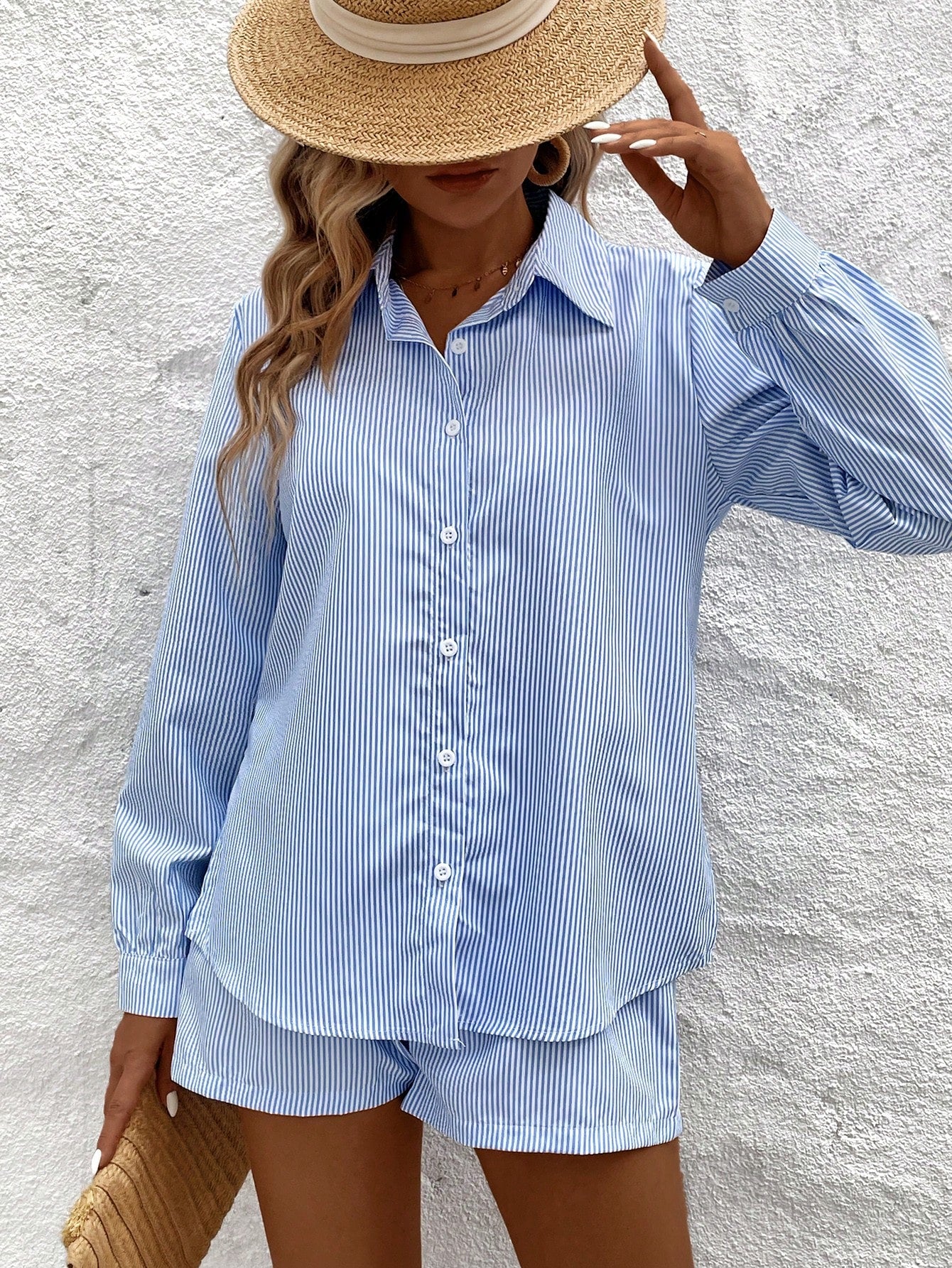 Striped Shirt & Shorts Set