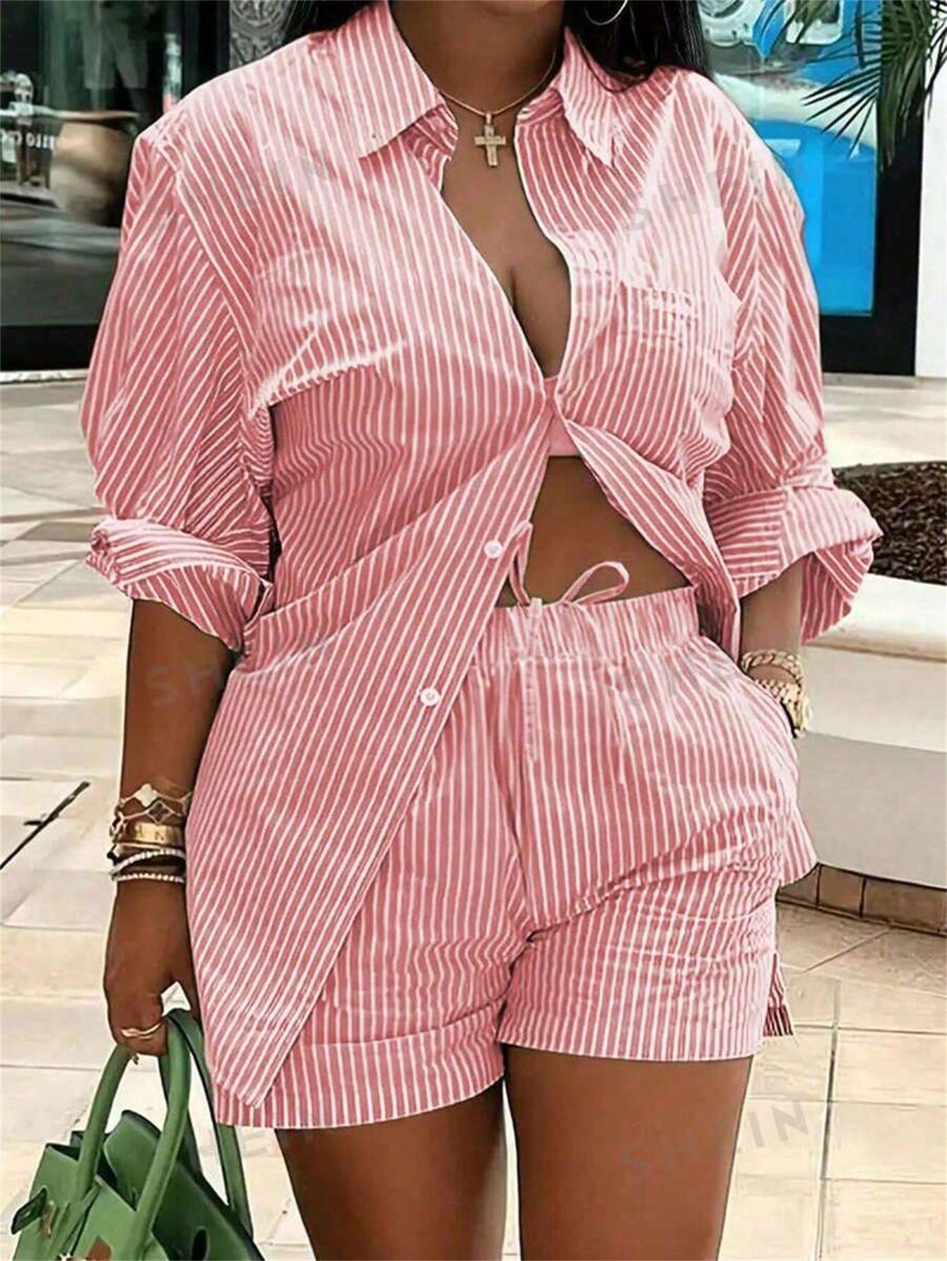 Striped Shirt & Shorts Set