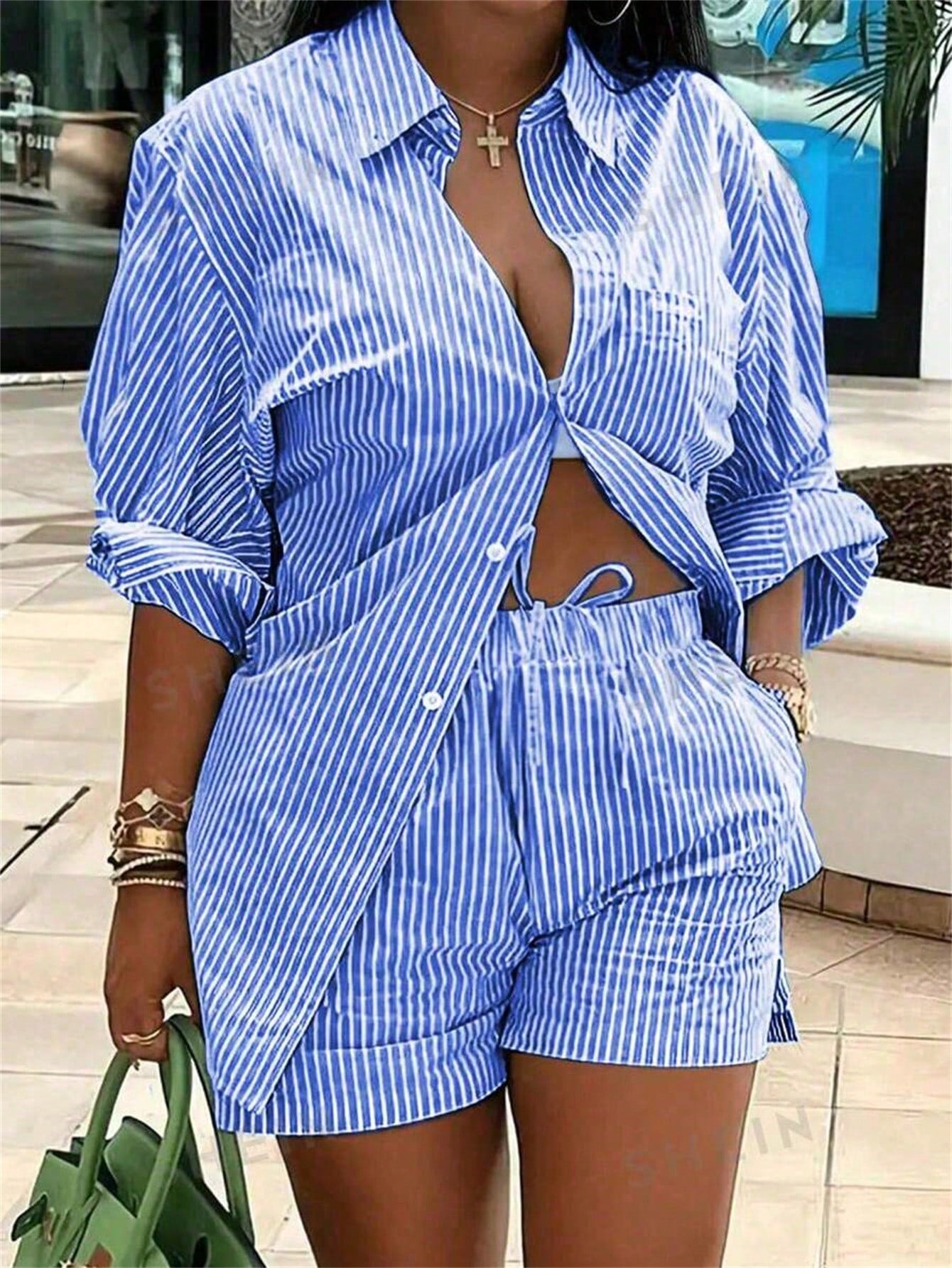 Striped Shirt & Shorts Set