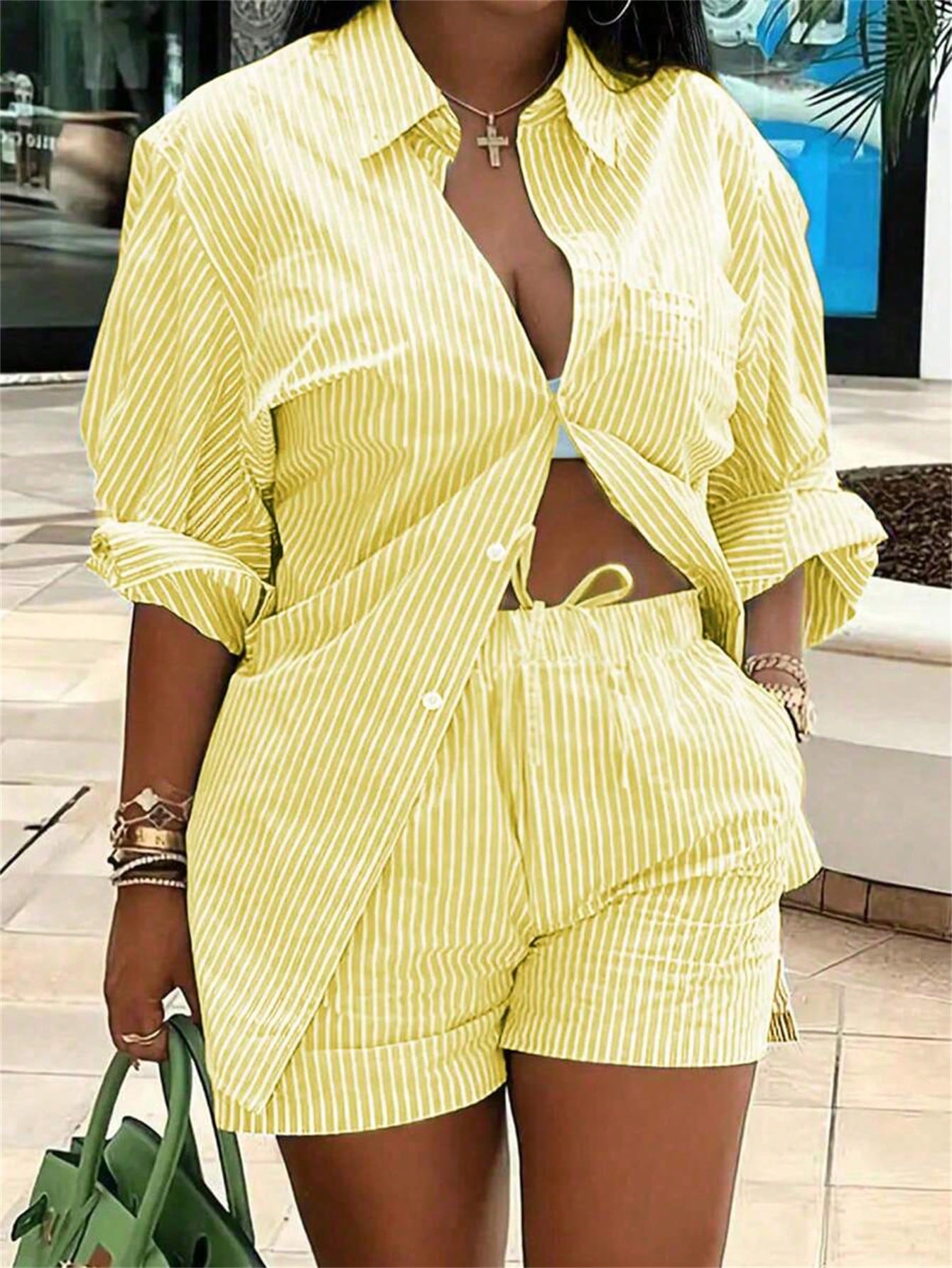 Striped Shirt & Shorts Set