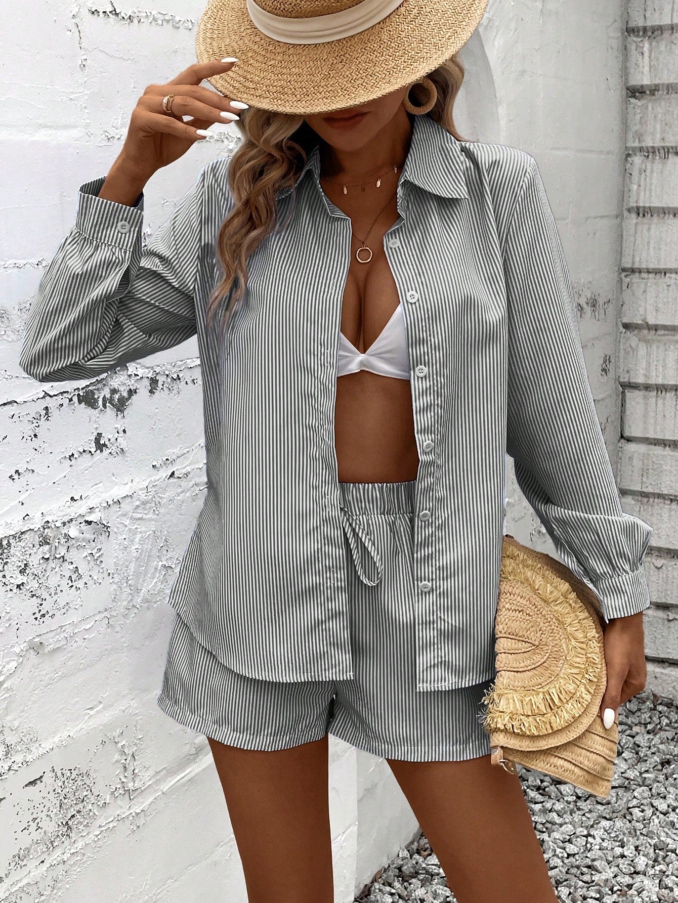 Striped Shirt & Shorts Set