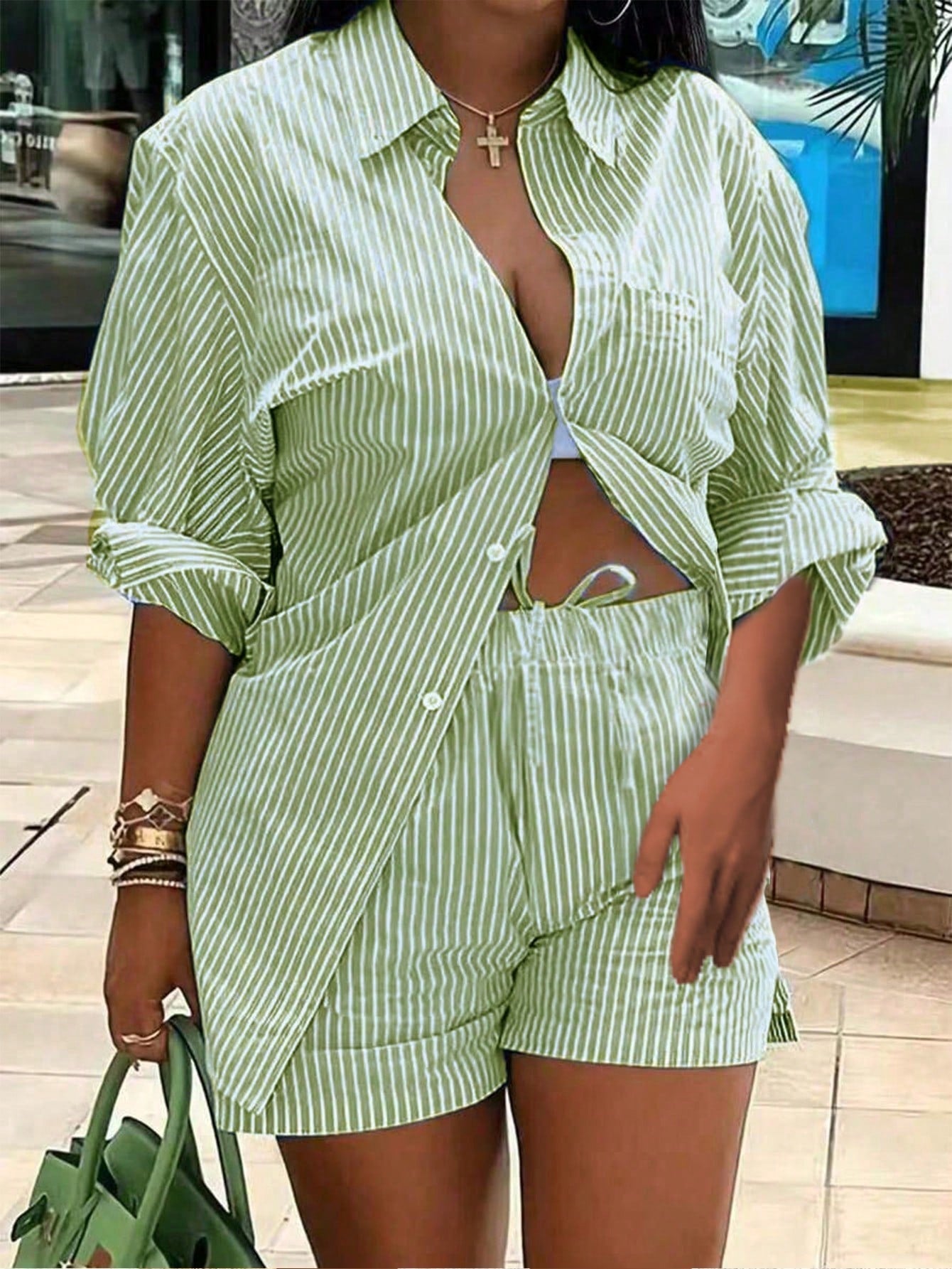 Striped Shirt & Shorts Set