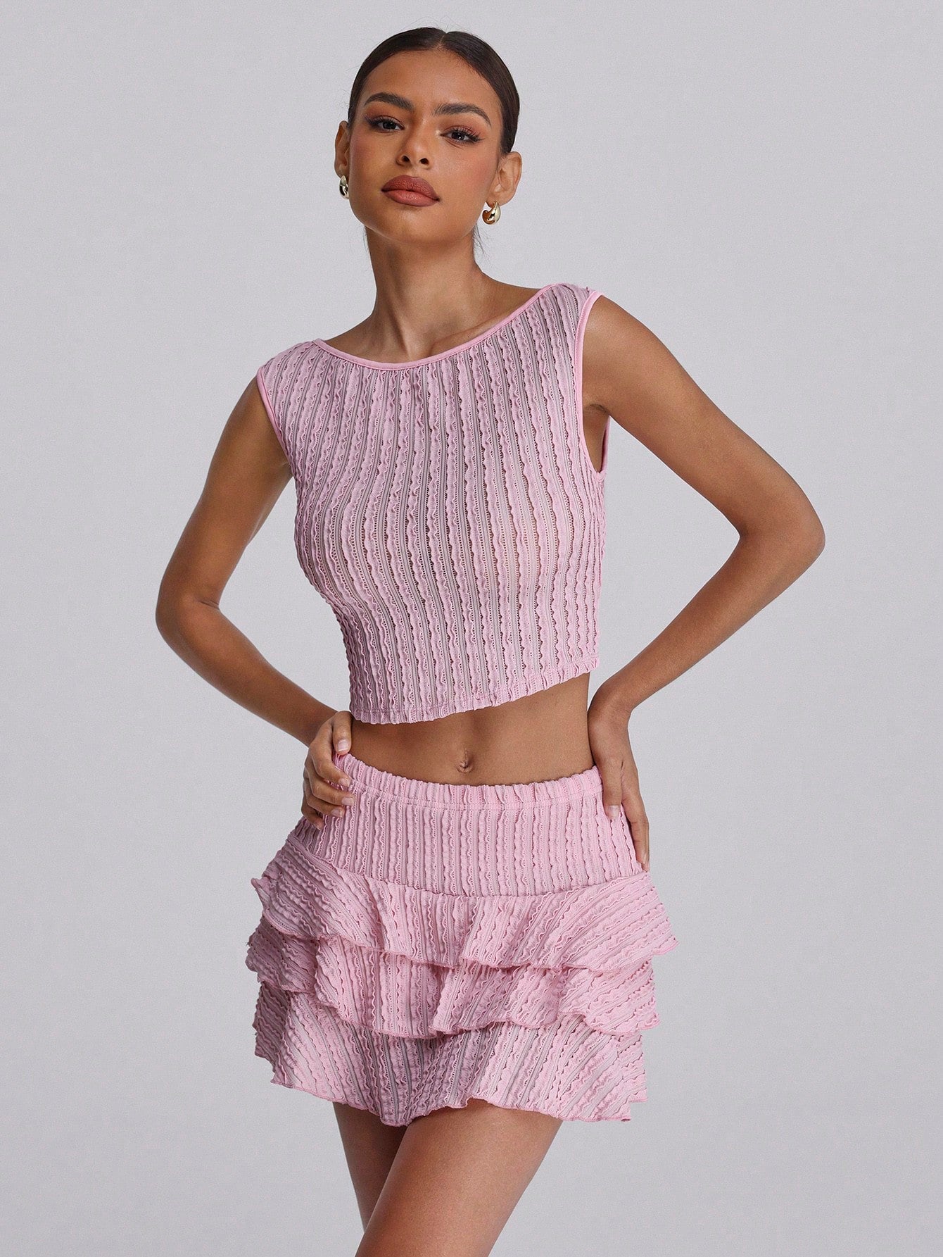 White Ruffle Skirt Set