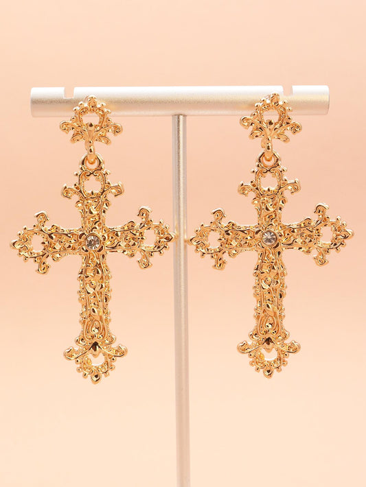 Cross Earrings with Rhinestones