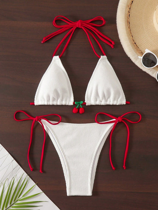 White & Cherry Bikini