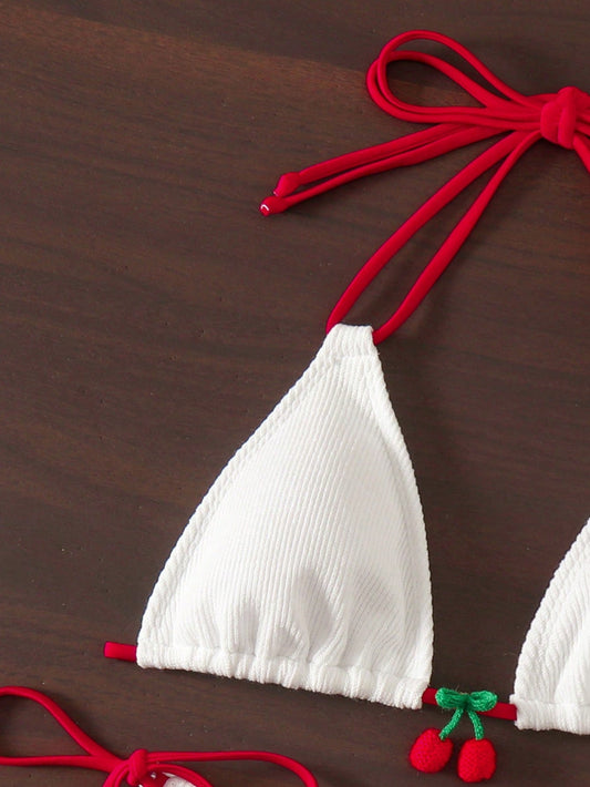 White & Cherry Bikini