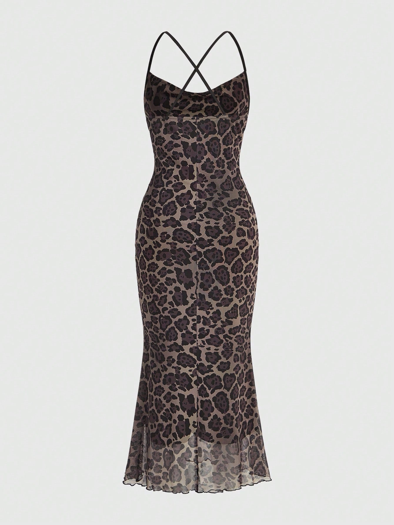 Leopard Print Draped Collar Dress