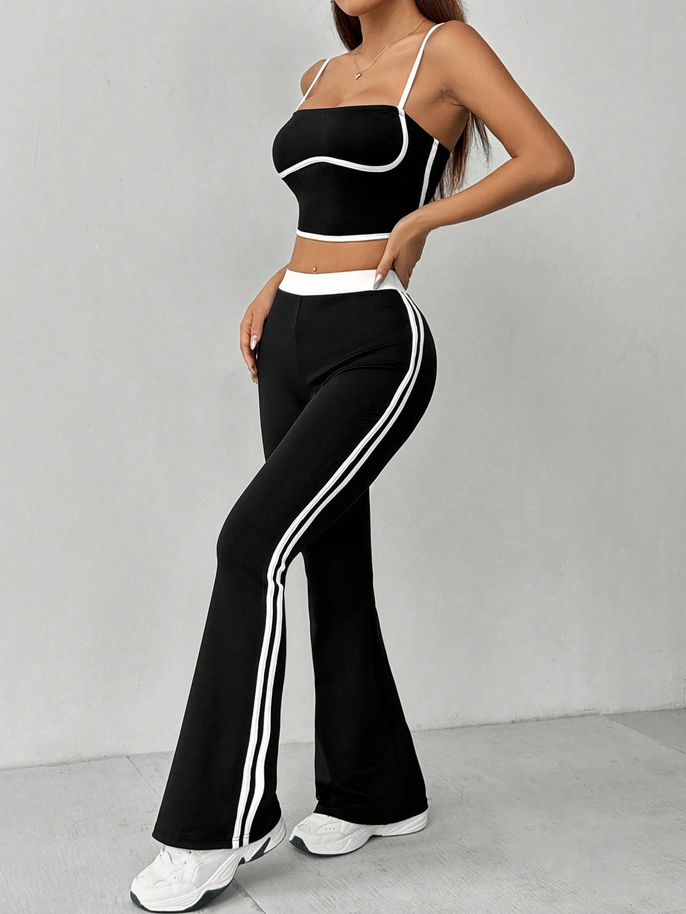 Black & White Striped Flare Pants