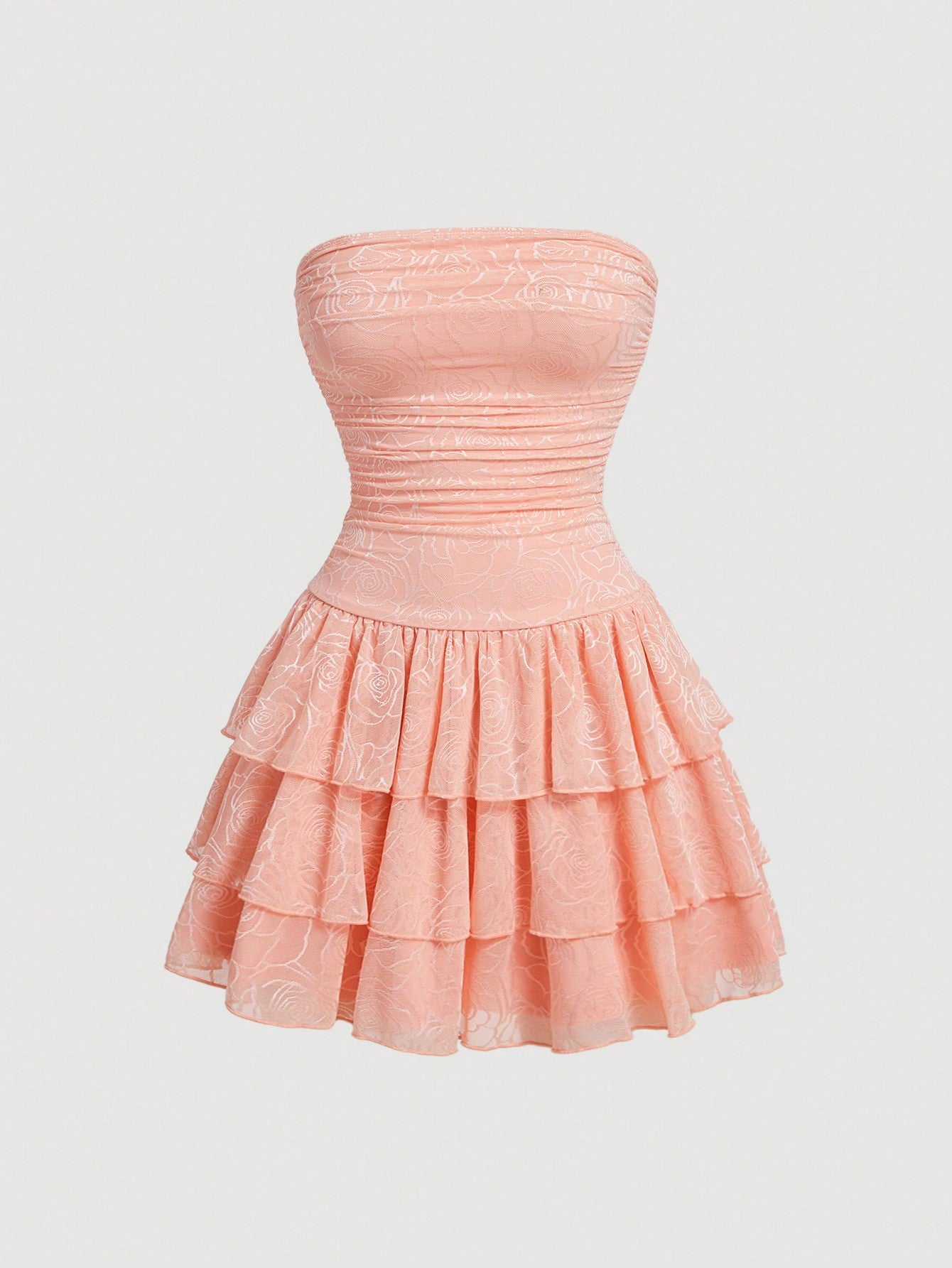 Lace Strapless Pleated Dress