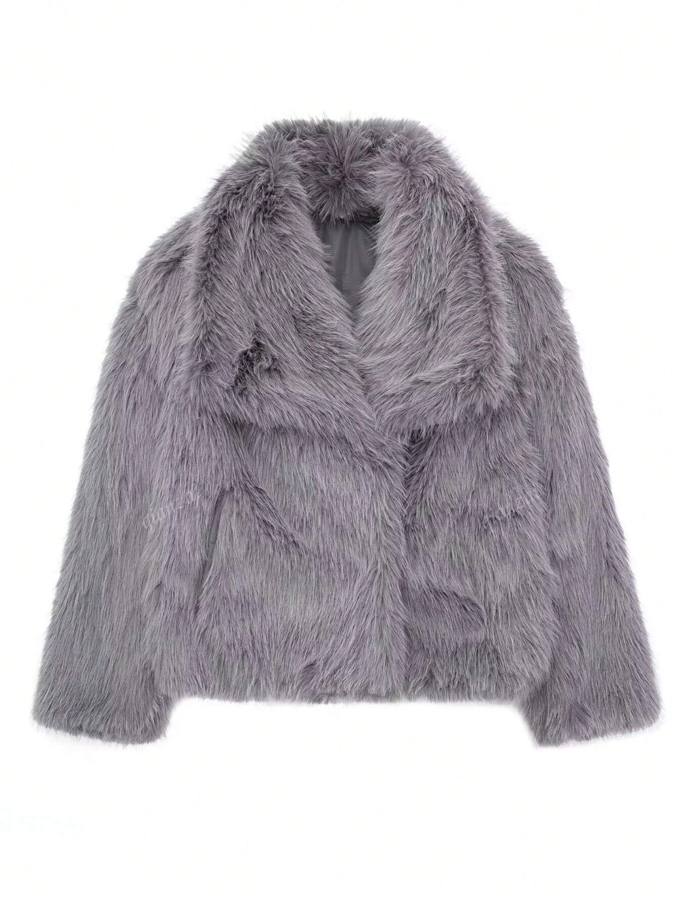 Oversized Fur Lapel Coat