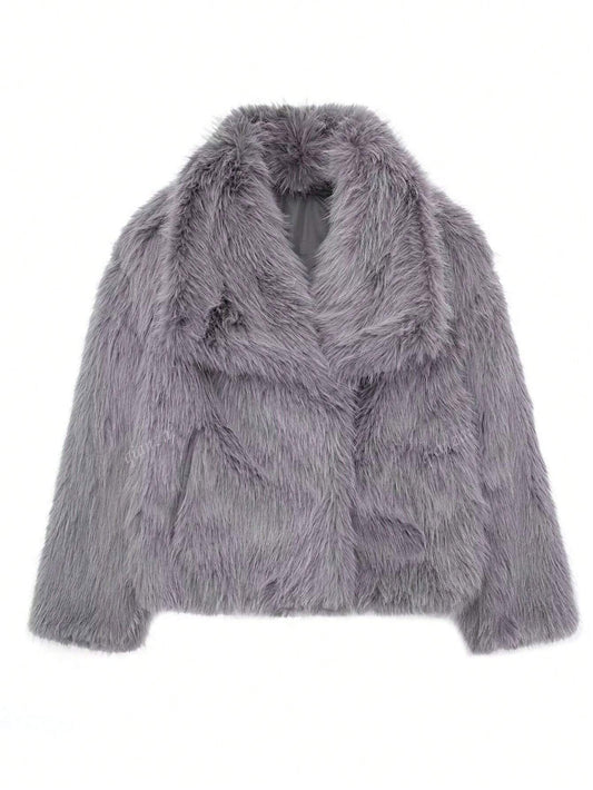 Oversized Fur Lapel Coat