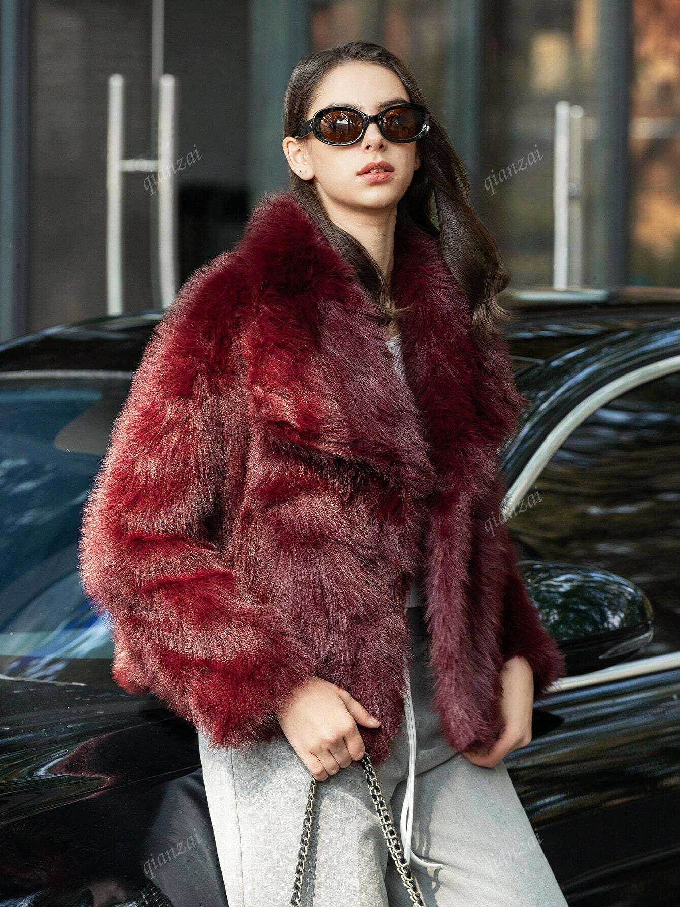 Oversized Fur Lapel Coat