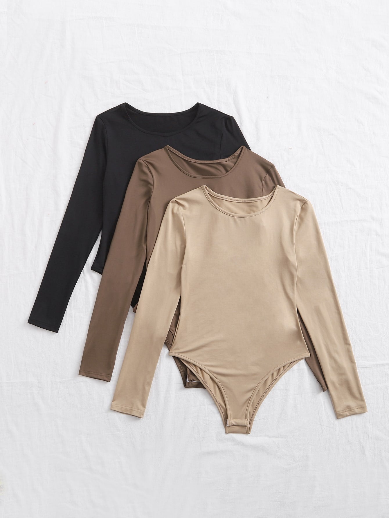 Nude 3pcs Solid Tee Bodysuit