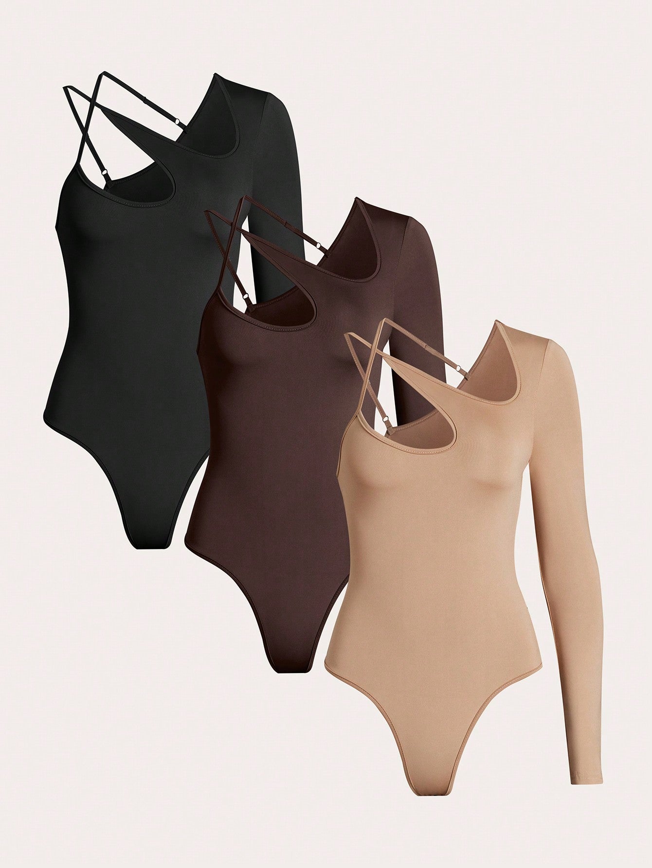 Nude 3pcs Solid Tee Bodysuit